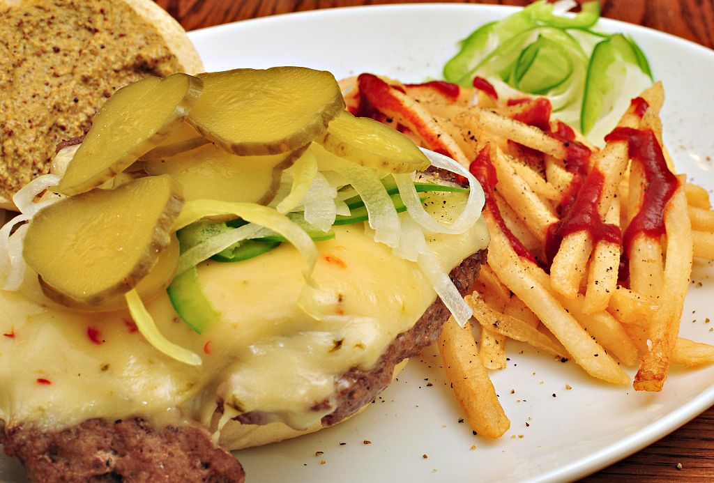 Burger with pepper jack cheese