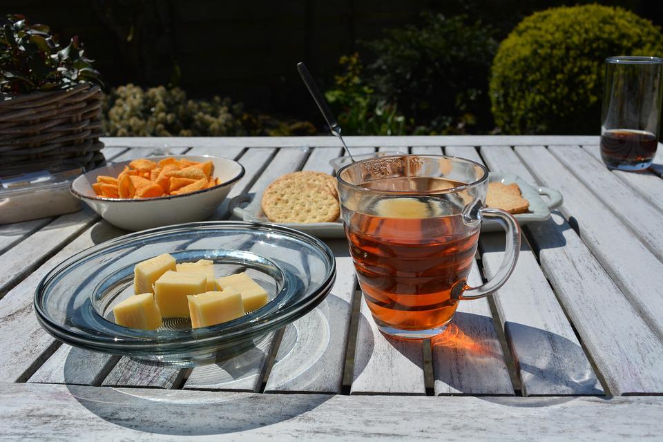 Tea and cheese, snacks