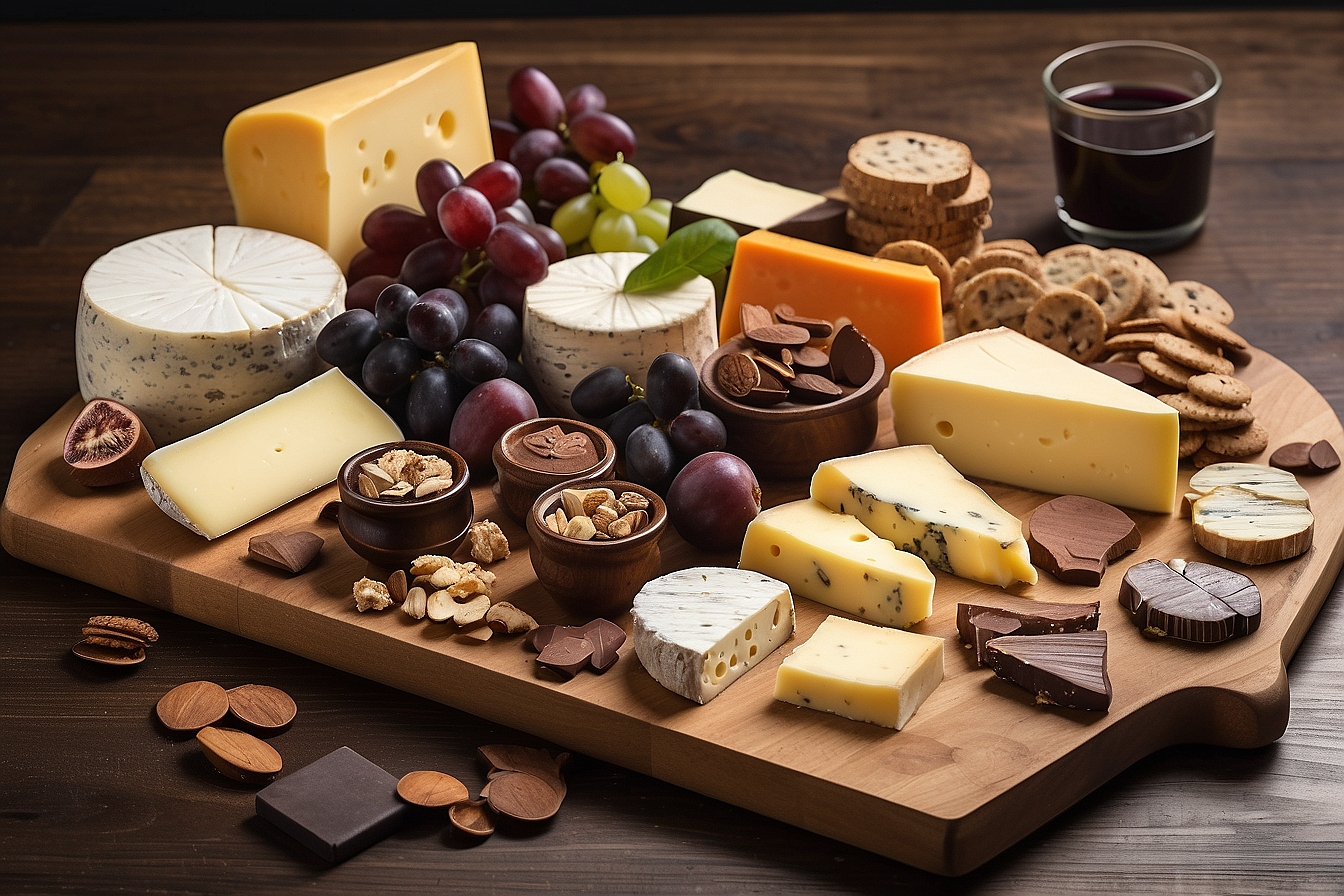 cheese board with chocolates